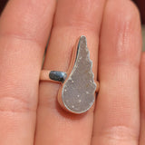 Natural Agate Druzy 925 Ring