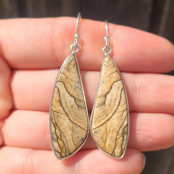 Picture Jasper 925 Earrings