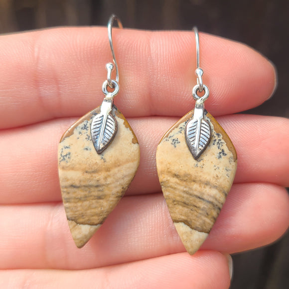 Natural Picture Jasper 925 Earrings