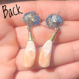 Owl - Orange Scolecite - India & Garnet 925 Stud Earrings