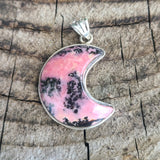 Crescent Moon - Rhodonite 925 Pendant