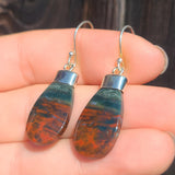 Natural Bloodstone - India 925 Earrings