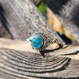 Neon Blue Apatite (Rough) - Madagascar 925 Ring