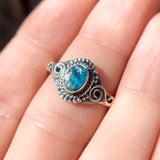 Neon Blue Apatite (Rough) - Madagascar 925 Ring