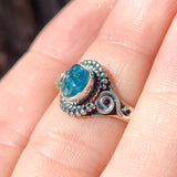 Neon Blue Apatite (Rough) - Madagascar 925 Ring