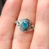 Neon Blue Apatite (Rough) - Madagascar 925 Ring