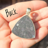 Indigo Gabbro & Black Tourmaline in Quartz 925 Pendant