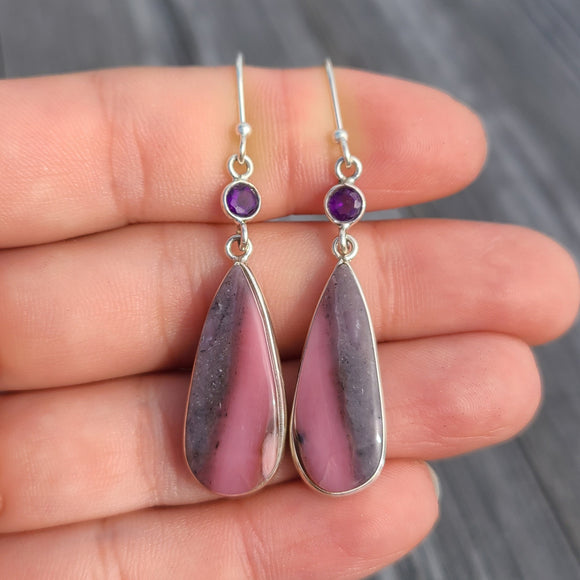 Rhodonite & Amethyst 925 Earrings