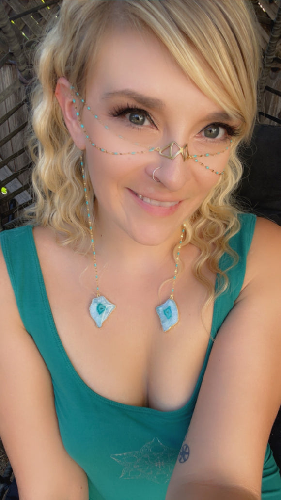 Aurora Goddess Gold Electroplated Druzy Double Face Chain