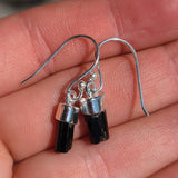 Rough Black Tourmaline 925 Earrings