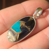 Shell in Black Blue Turquoise 925 Pendant