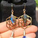 "Sacred G Me" Labradorite & Rooster Feather Earrings