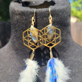 "Sacred G Me" Labradorite & Rooster Feather Earrings