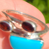 Turquoise - Nevada Aztec Mountain & Garnet 925 Ring