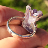 Grape Agate Manakara Botryoidal Crystal 925 Ring