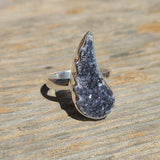 Natural Agate Druzy 925 Ring