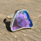 Purple Dendritic Opal 925 Ring
