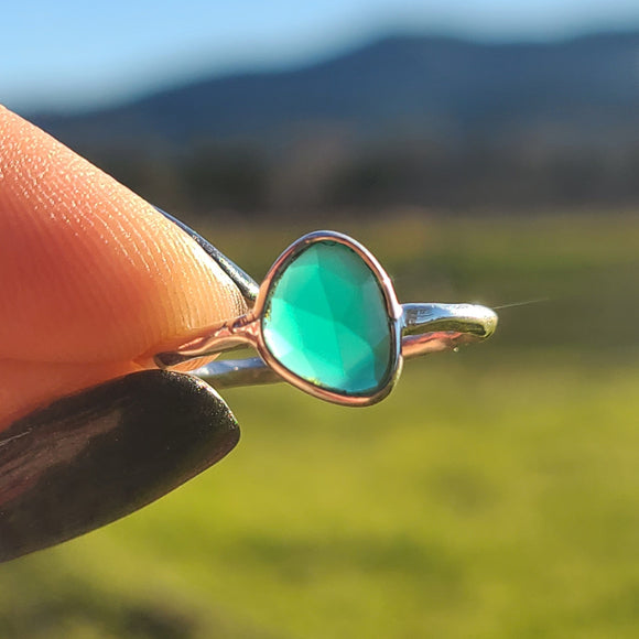 Faceted Green Onyx 925 Ring
