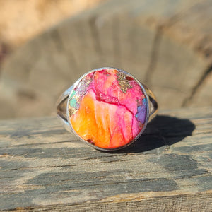 Kingman Orange Dahlia Turquoise 925 Ring