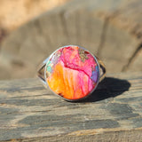 Kingman Orange Dahlia Turquoise 925 Ring