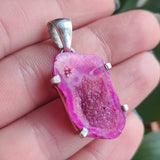 Fleece Pink Geode Druzy 925 Pendant