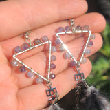 "Fluff or Flight" Wire Wrapped Amethyst & Rooster Feather 925 Earrings