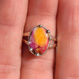 Kingman Orange Dahlia Turquoise 925 Ring