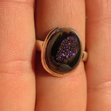Rose Titanium Aura Druzy 925 Ring