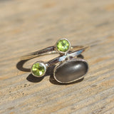 Grey Moonstone & Peridot 925 Ring