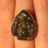 Carved Peacock Labradorite 925 Ring