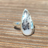 Blue Dendritic Opal 925 Ring