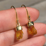 18k Gold Vermeil Rough Citrine 925 Earrings