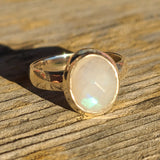 Checker Faceted Rainbow Moonstone - India 925 Ring