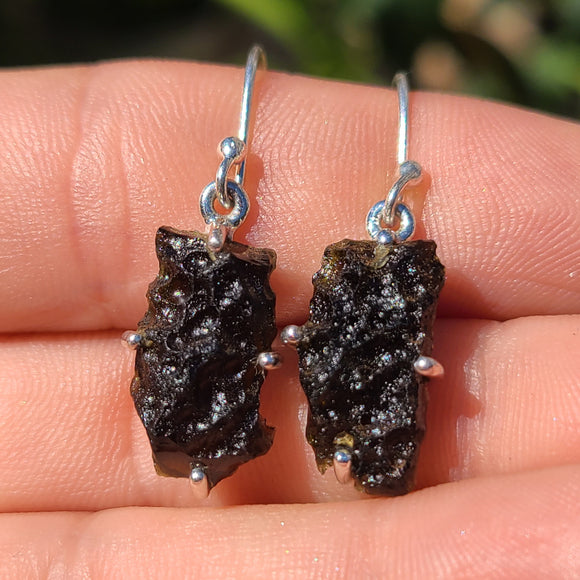 Natural Tektite 925 Earrings