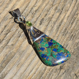 Copper Azurite & Peridot 925 Pendant