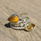 Adjustable - Citrine & Tiger Eye 925 Ring