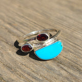 Turquoise - Nevada Aztec Mountain & Garnet 925 Ring