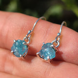 Neon Blue Apatite (Rough) 925 Earrings