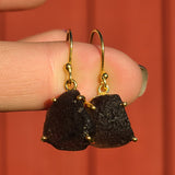 18k Gold Vermeil Saffordite Tektite 925 Earrings