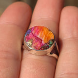 Kingman Orange Dahlia Turquoise 925 Ring