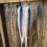 "So Bright Sodalite" Wire Wrapped Rooster Feather Earrings