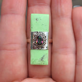 Citron Chrysoprase & Rainbow Quartz 925 Ring