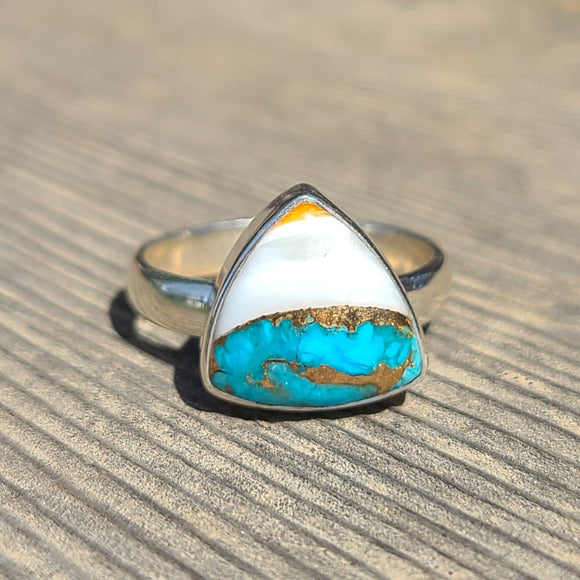 Spiny Oyster & Arizona Turquoise 925 Ring