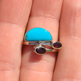 Turquoise - Nevada Aztec Mountain & Garnet 925 Ring