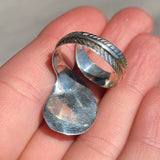 Feather Wrap - Rainbow Moonstone & Blue Topaz 925 Ring