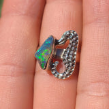 Seahorse - Rough Ethiopian Opal 925 Ring