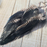 "Fluff or Flight" Wire Wrapped Amethyst & Rooster Feather 925 Earrings