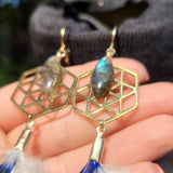 "Sacred G Me" Labradorite & Rooster Feather Earrings