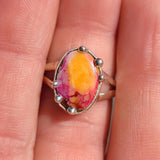 Kingman Orange Dahlia Turquoise 925 Ring