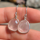 Faceted Rose Quartz - Madagascar 925 Earrings